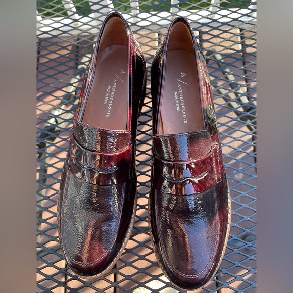 Anthropologie Shoes - Anthropologie Women's Size EU38, US7,5 Burgundy Patent Wedge Loafers